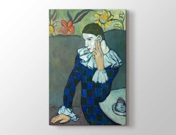 Pablo Picasso - Seated Harlequin Tablo |80 X 80 cm| - 1