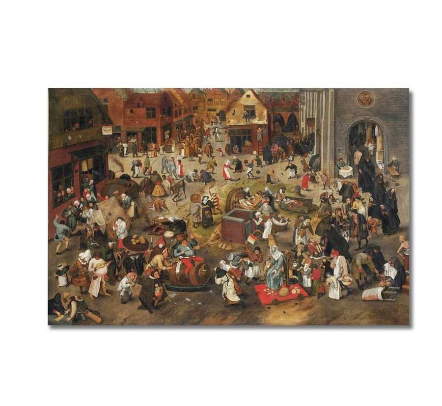 Pieter Bruegel - The Fight Between Carnival and Lent Tablo |60 X 80 cm| - 1