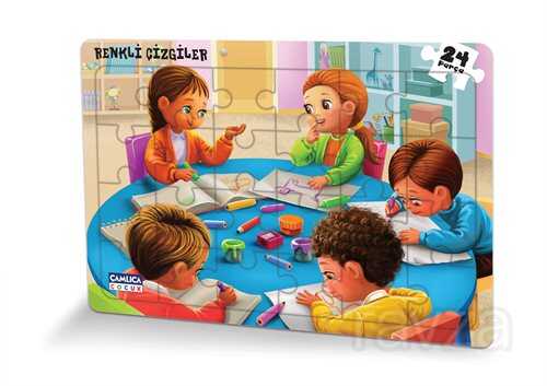 Renkli Çizgiler (Eğlenceli Puzzle 5) - Çamlıca Çocuk Yayınları