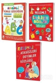 Resimli Türkçe İngilizce ve Atasözleri Deyimler Sözlükleri - 3 Kitap Set TDK Uyumlu - 1