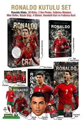 Ronaldo Özel Kutulu Set (Sahanın Yıldızları Ronaldo Kitabı, 3D Biblo, 2 Dev Poster, Futbolcu Maskesi - 1