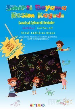 Sihirli Boyama Kağıdı 3 Sihirli Sayfa + 1 Ahşap Kalem - 1