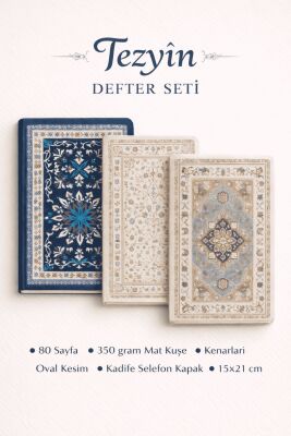 Tezyin Etnik Desen Üçlü Defter Seti Çizgili A5 - 1