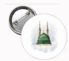 Yesil Kubbe Minareli Islami Igneli Rozet - 2