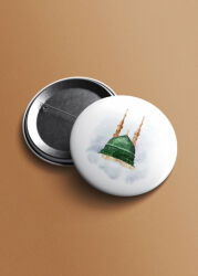 Yesil Kubbe Minareli Islami Igneli Rozet - Hobbi Tasarim